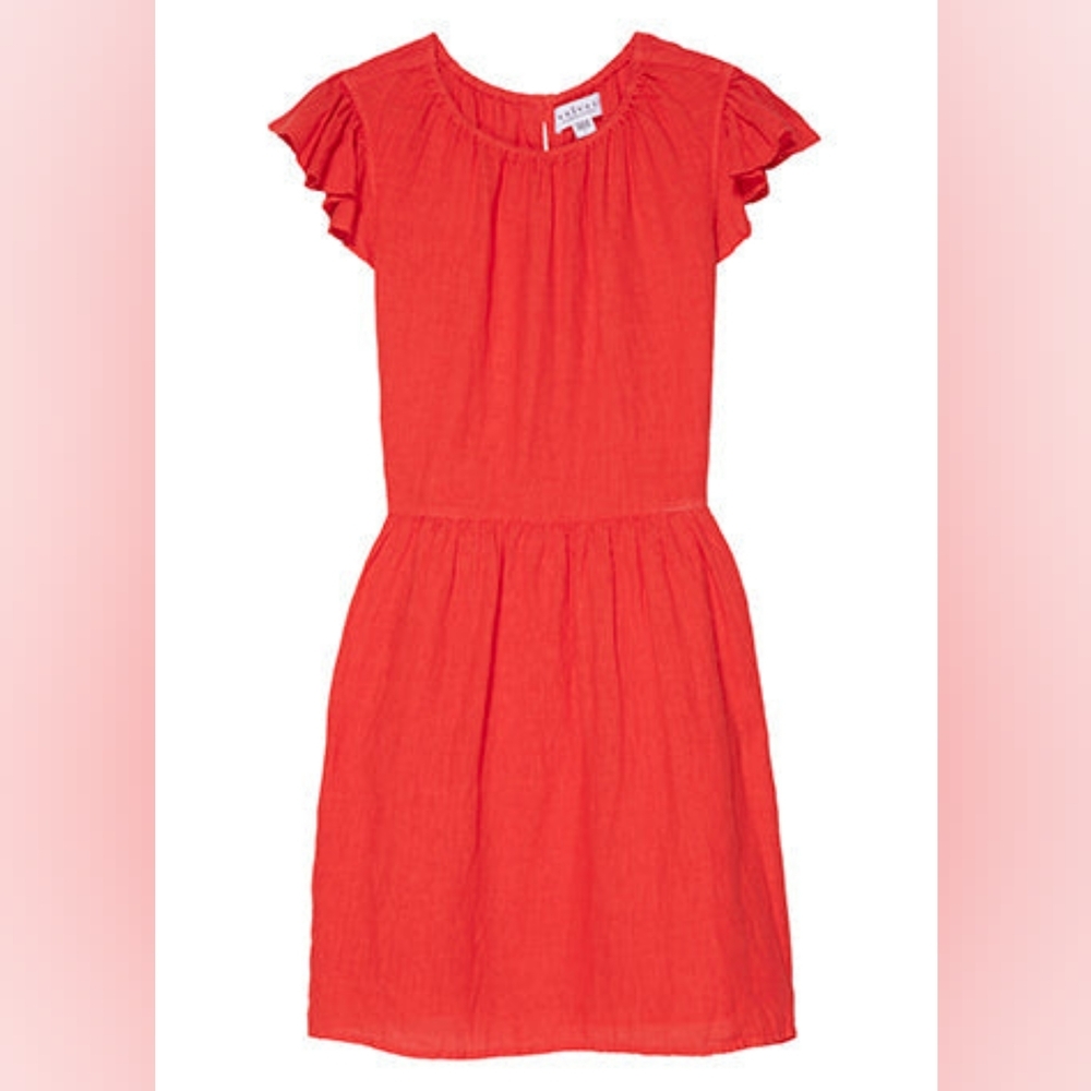 Velvet by Graham & Spencer Evonne Linen Mini Dress Size Large Orange Pockets